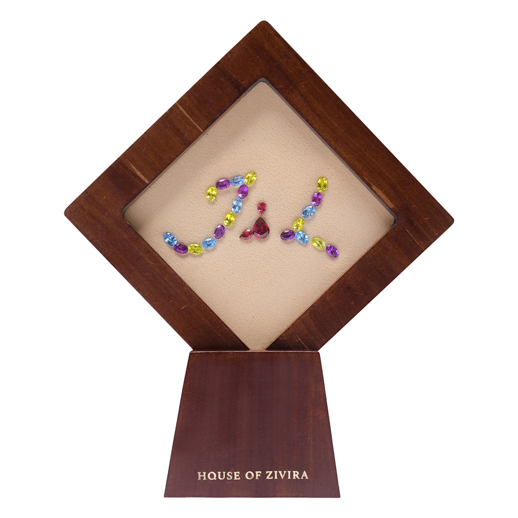J and L Initials in Natural Gemstones, Wedding Monogram