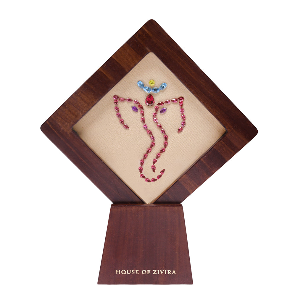 Ganesh Showpiece in Natural Gemstones, Front Facing