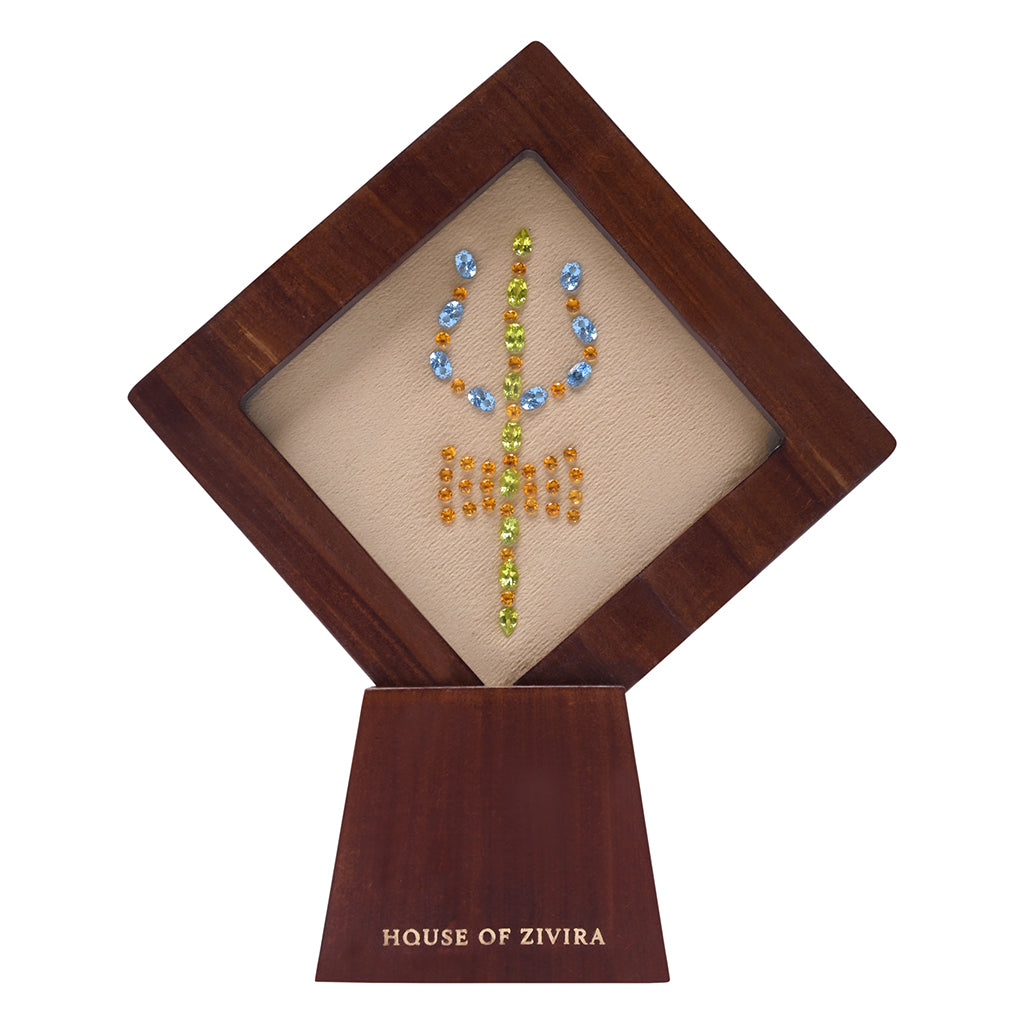 Trishul Showpiece in Natural Gemstones